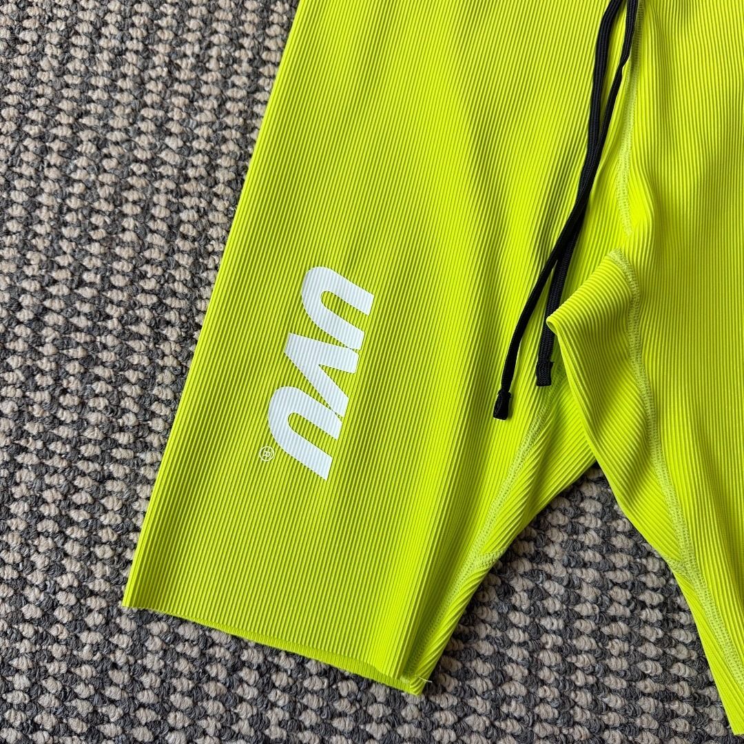 UVU Neon Yellow Running Shorts V2 (Category: Activewear) located in Manila. Submitted by cessy.runs (Listing ID 1465330805, Image 2). Description: Brand new UVU neon yellow running shorts in original packaging with tags. Features a black adjustable waistband, bold logo branding, and a convenient rear phone pocket + 2 airpods/keys/gels pockets. Personally I think the best colorway! On-hand: L All other sizes available upon request! .