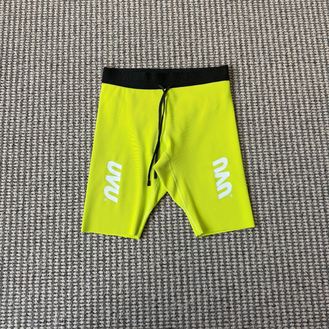 UVU Neon Yellow Running Shorts V2 (Category: Activewear) located in Manila. Submitted by cessy.runs (Listing ID 1465330805, Image 1). Description: Brand new UVU neon yellow running shorts in original packaging with tags. Features a black adjustable waistband, bold logo branding, and a convenient rear phone pocket + 2 airpods/keys/gels pockets. Personally I think the best colorway! On-hand: L All other sizes available upon request! .