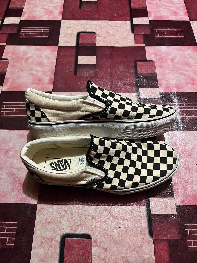 Vans Classic Checkerboard Slip-On Shoes (Category: Sneakers) located in Manila. Submitted by adzwilnams67005 (Listing ID 1465331008, Image 3). Description: - Authentic Vans checkerboard slip-ons - Classic black and white canvas upper - Durable waffle rubber outsole with great grip - Easy slip-on style with elastic side accents - Clean white midsoles and branded heel tags - Gently used a few times and ready to wear.