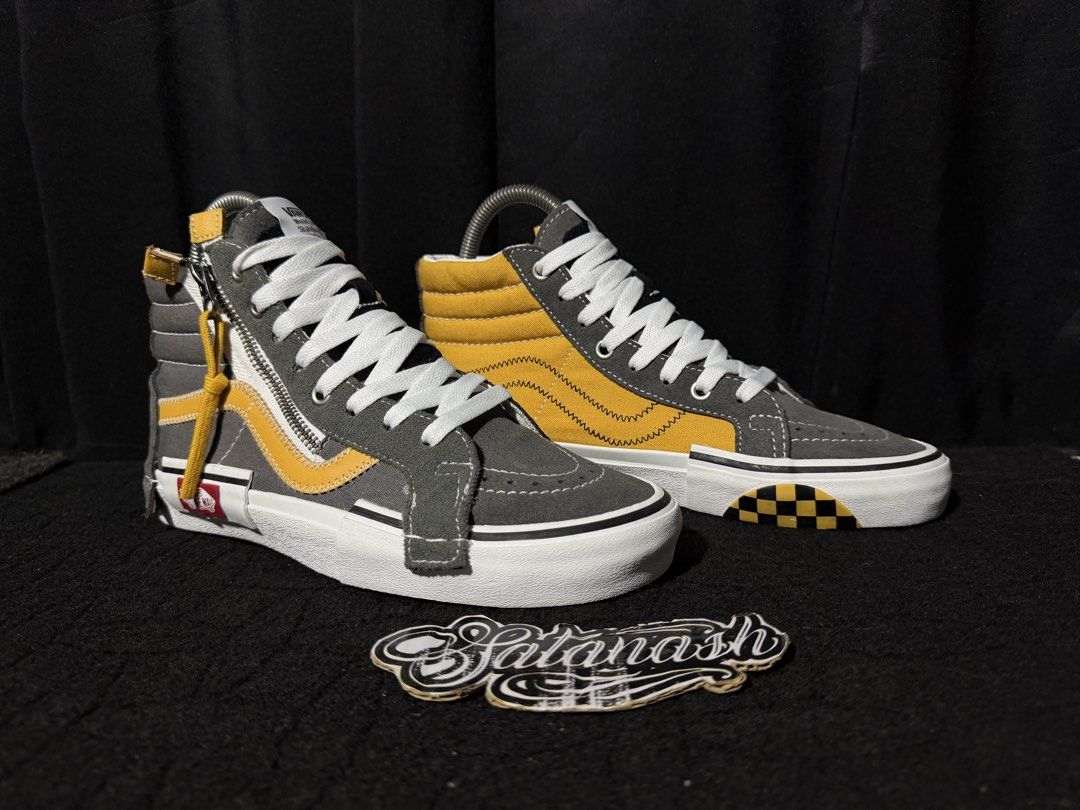 Vans Sk8-Hi Reissue Cap Multi Yellow Grey (Category: Sneakers) located in General Santos City (Dadiangas). Submitted by fatlaceshop9500 (Listing ID 1465378785, Image 2). Description: Vans Classic "SKATE HI" (RE-ISSUE) "CAP" (PEWTER MANGO MOJITO WHITE BLACK) High Suede/Canvas/Leather/Rubber Pewter/Mango/Mojito/White/Black US7M US8.5W 25CM Almost New .