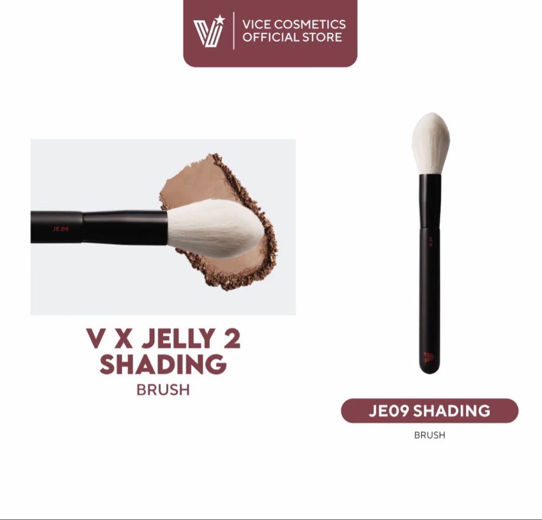 Vice CO V x Jelly JE09 Shading Brush (Category: Makeup) located in Manila. Submitted by kndsccart (Listing ID 1465278607, Image 1). Description: - Brand new in original packaging box - Vice Cosmetics Airbrush Collection by Jelly Eugenio (Shade JE09) - Designed for precise bronzer and contour application - Delivers soft shading with zero harsh lines - 100% authentic and ready to ship.
