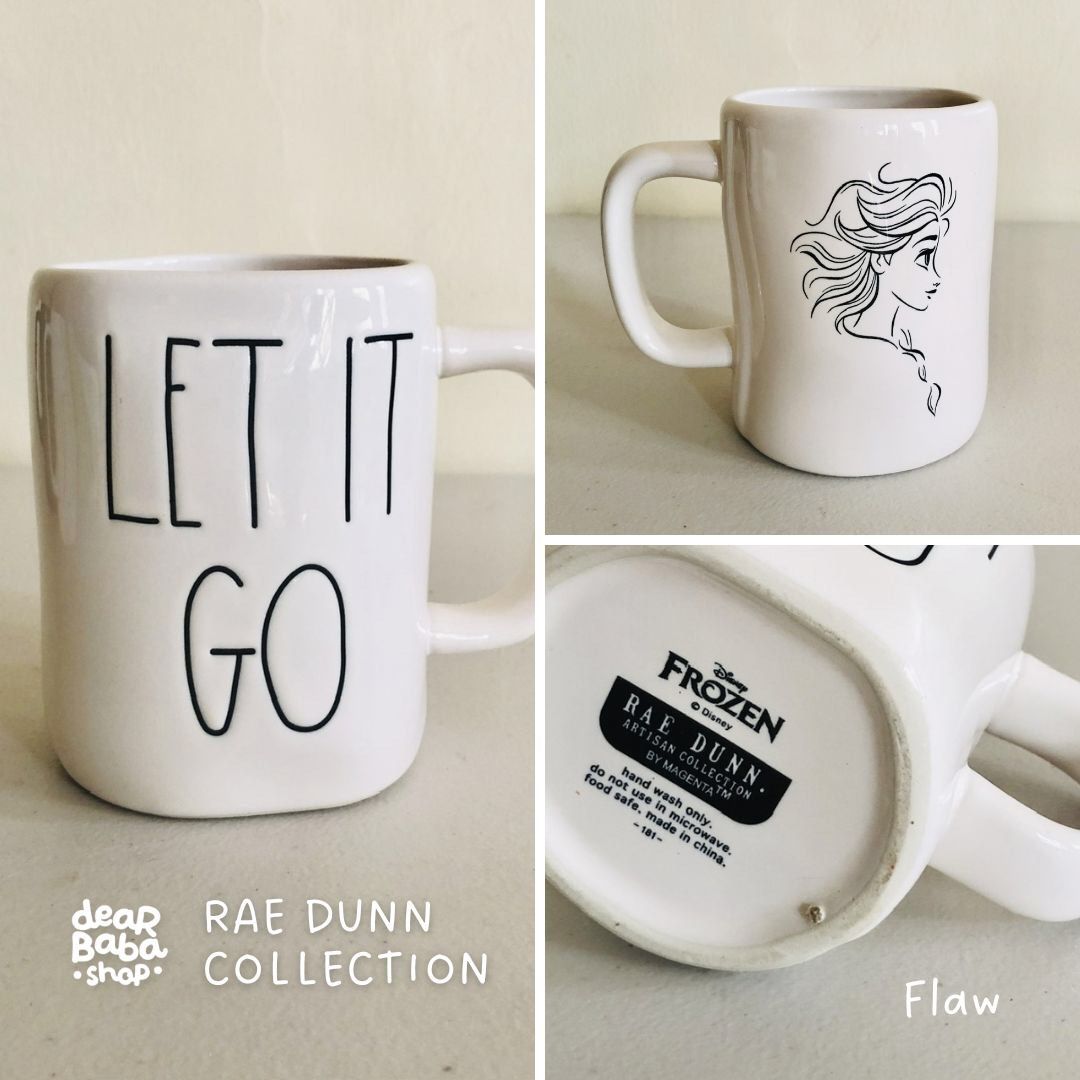 VII. RAE DUN x Disney Collection Mugs (Category: Coffee & Tea Tableware) located in Imus. Submitted by dyelinn (Listing ID 1465252607, Image 3). Description: 𝐍𝐄𝐖 𝐀𝐑𝐑𝐈𝐕𝐀𝐋 💫 DISNEY Rae Dunn by Magenta Artisan Collection ~ 500mL ceramic mug ~ may get hot in microwave; dishwasher safe ~ authentic with logo 🌟Rare, front and back designs ₱550 LET IT GO (Frozen, Elsa) ICE QUEEN (Frozen, Elsa) SEIZE YOUR MOMENT (Coco).