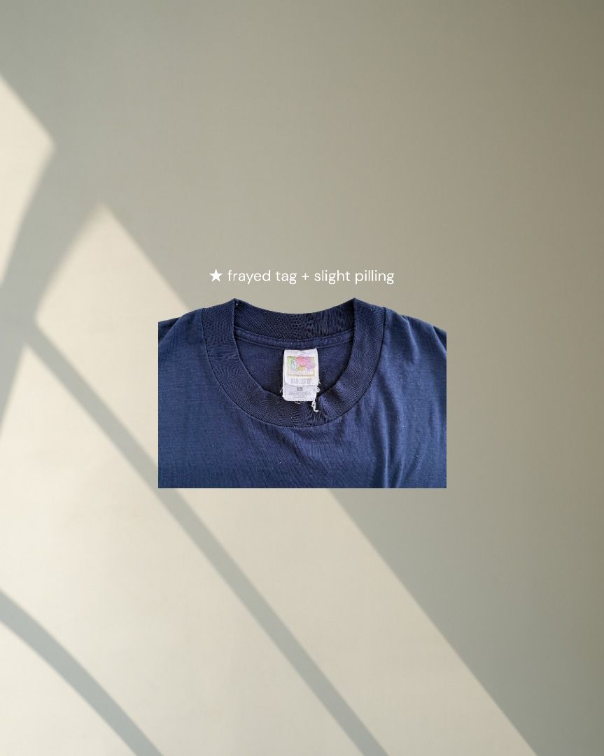 Vintage 1990s D'AQUISTO STRINGS USA (Category: Shirts) located in Cebu City. Submitted by threadless.vtg (Listing ID 1465329971, Image 2). Description: Vintage 1990s D'AQUISTO STRINGS, USA Tag: Fruit of the Loom Size: L Color: Navy Blue (color may vary due to lighting) Condition: Good Measurements: 20.5" W × 26.5" L Issue: Tag has frayed edges + slight pilling around neckline PHP 280 🚚 Free nationwide shipping Bulk orders may require additional 