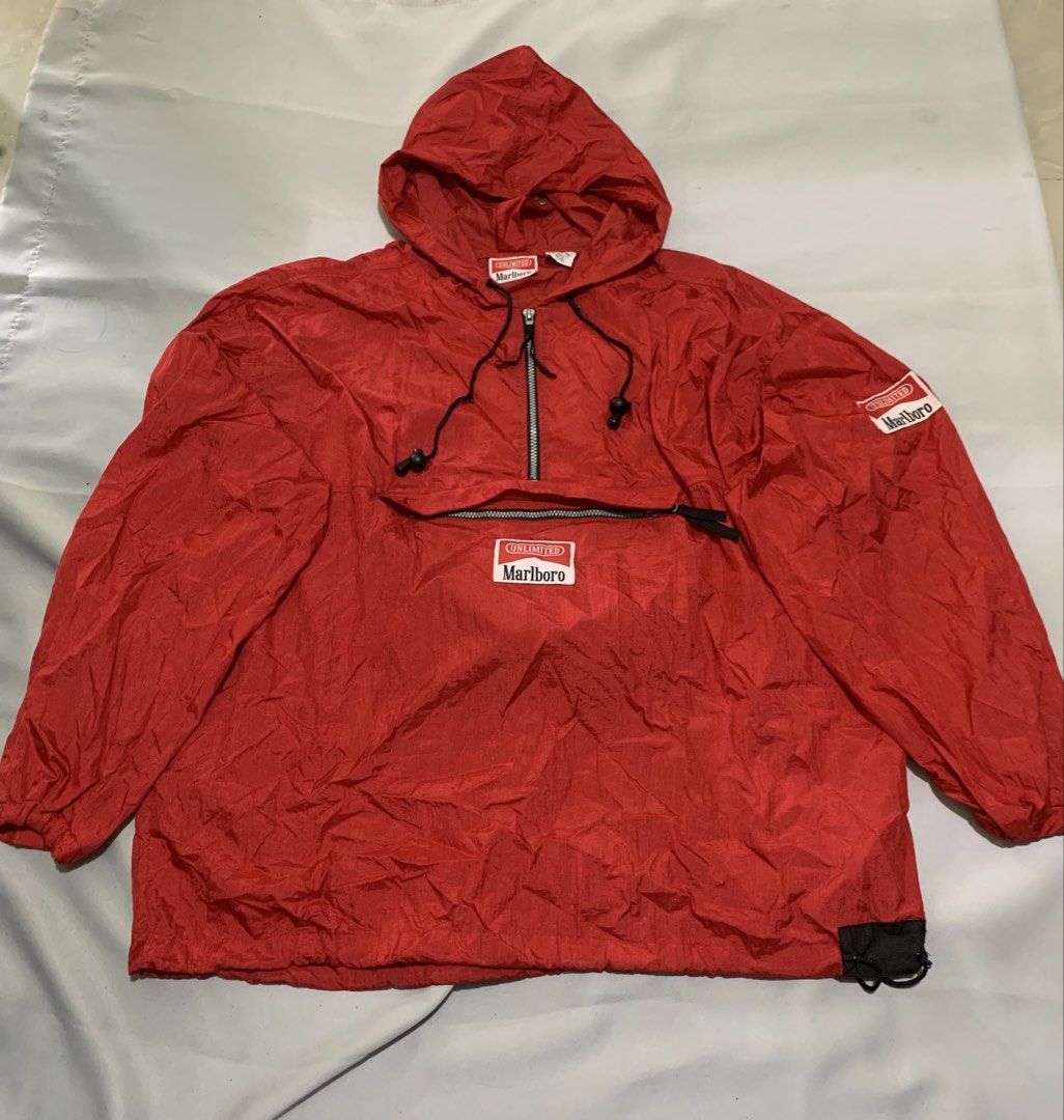 vintage 1990s Marlboro Unlimited Packable Windbreaker Jacket (Category: Coats, Jackets and Outerwear) located in San Jose. Submitted by theluxed (Listing ID 1465200084, Image 1). Description: Width 29 Length 29 No issue Like new condition .