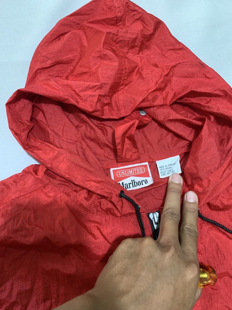 vintage 1990s Marlboro Unlimited Packable Windbreaker Jacket (Category: Coats, Jackets and Outerwear) located in San Jose. Submitted by theluxed (Listing ID 1465200084, Image 3). Description: Width 29 Length 29 No issue Like new condition .
