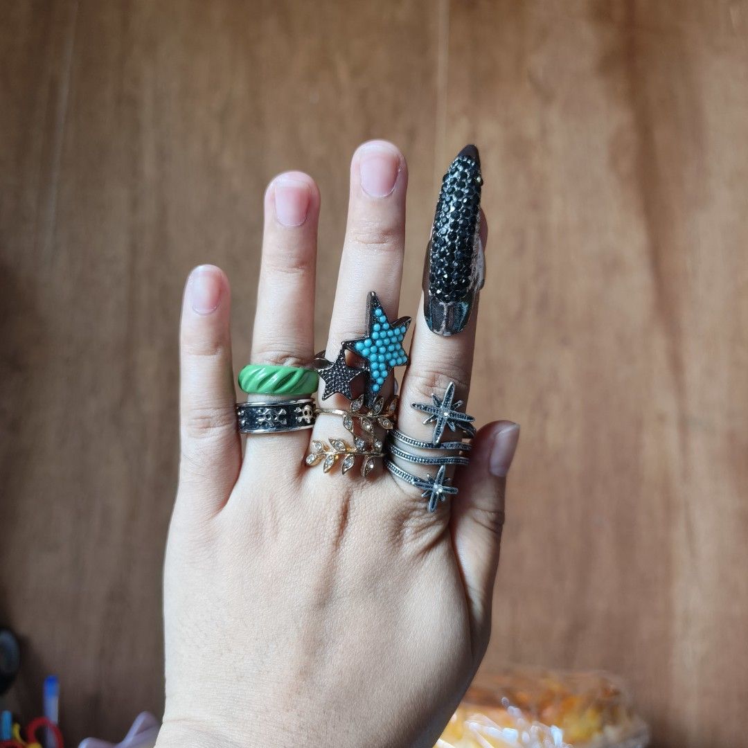 Y2K Grunge Ring Bundle • Goth Punk Stackable Rings (Category: Rings) located in Alfonso Lista (Potia). Submitted by ak_collection.03 (Listing ID 1465195607, Image 1). Description: Mix and match your choice of 2 rings for only ₱100! Perfect for alternative, goth, punk, and streetwear fashion styles. Take your pick to complete your look. • Price: ₱100 for any 2 pieces • Vibe: Y2K trash rock, alternative grunge, cyber punk • Available Designs: • Cry