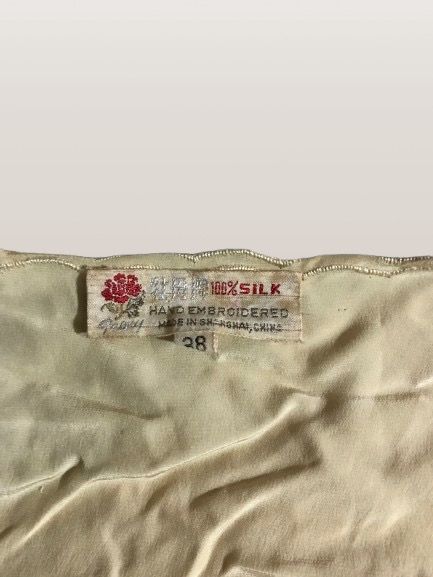 CREAM SILK BLOUSE CARDIGAN (Category: Longsleeves) located in Marikina City. Submitted by minimalistmanila (Listing ID 1465228850, Image 3). Description: Vintage 100% silk cream blouse cardigan. Hand embroidered. Medium. Exquisite style. Needs wash as kept in storage. Order now!.
