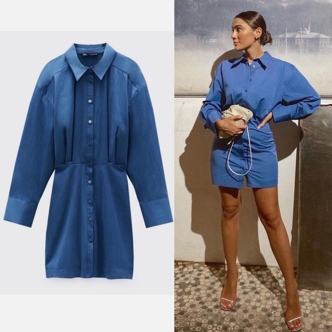 Zara Blue Collared Longsleeves Mini Dress Size Medium (Category: Dresses) located in Quezon City. Submitted by cabs. (Listing ID 1465242676, Image 1). Description: Size Medium on tag LP POSTED.