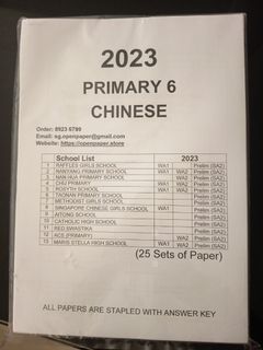 2024 Primary 4 Normal Chinese Exam Papers Jack Paper, Hobbies ...