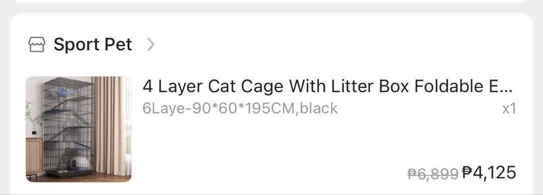 6 layer tall and spacious cat cage (Category: Homes & Other Pet Accessories) located in Quezon City. Submitted by thegreatxx (Listing ID 1466997676, Image 2). Description: 6-layer cat cage for sale. Very sturdy. 90x60x195cm size. As is where is. See photo for honest issues. RFS: decluttering Pick up or delivery available. Location is in Cubao, QC. .