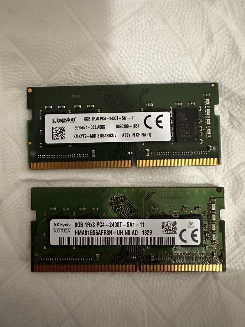 8GB DDR4 2400T Notebook RAM （分類：手提電腦）位於 Hong Kong。 由 yachen903288292 提交（商品編號 1467100304，圖片 1）。簡介： Kingston SK hynix 8GB 1Rx8 PC4-2400T $200/1。