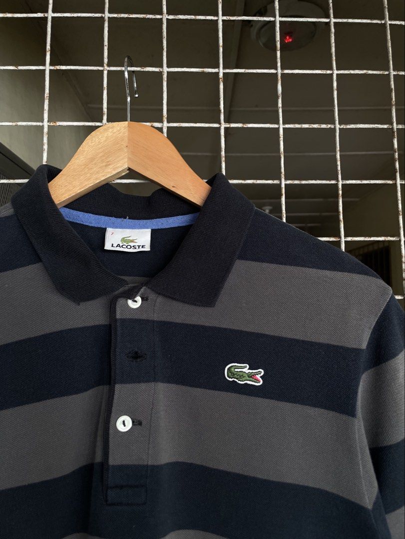 🐊 LACOSTE STRIPED POLO SHIRT (Category: Formal Shirts) located in Manila. Submitted by oftherack_04 (Listing ID 1467013191, Image 2). Description: ✨ Brand: Lacoste 🎨 Color: Black & brown 👕 Style: Striped Polo Shirt 🏷️ Size Tag: 7 💎 Style: Classic / Old Money / Casual Vintage.