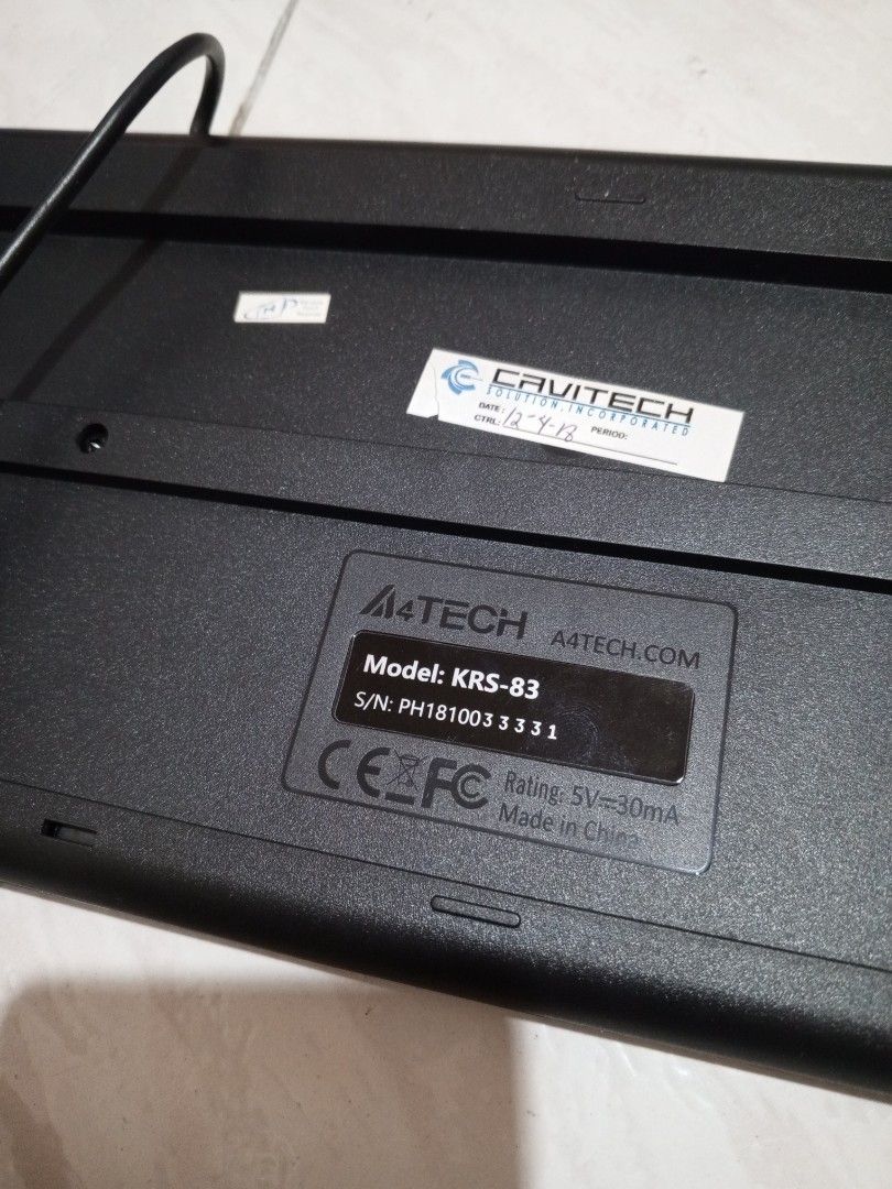 A4Tech KRS-83 Wired Keyboard (Category: Computer Keyboard) located in Muntinlupa City. Submitted by chelsea1221 (Listing ID 1467107018, Image 2). Description: - Brand/Model: A4Tech KRS-83 Wired Keyboard *USED* - Color: Classic Black - Layout: Standard full-size with numeric keypad and arrow keys - Connectivity: USB cable (Plug and Play ready) - Condition: Works great, ideal for daily office work or standard desktop setups - Authenticity: Model an