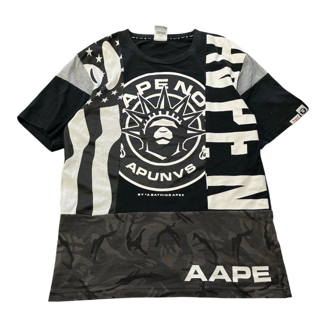 AAPE By A Bathing Ape "Somewhere in the AAPE Universe" Split Patchwork Camo (Category: Tshirts & Polo Shirts ) located in Calabanga. Submitted by benjiebaudelaire_13 (Listing ID 1467109087, Image 1). Description: AAPE By A Bathing Ape “Somewhere in the AAPE Universe” Split Patchwork Camo M ON TAG 20x28 9.3 COLOR RATE Minimal hairline not visible Excellent CONDITION.