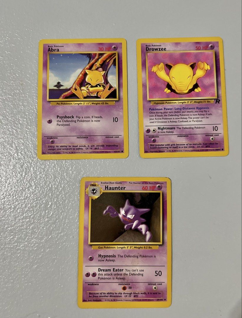 Abra, Drowzee, Haunter Common, Uncommon, Uncommon (Category: Raw Singles) located in Cainta. Submitted by unboxingstuff (Listing ID 1467054783, Image 1). Description: Take all for Php 400.
