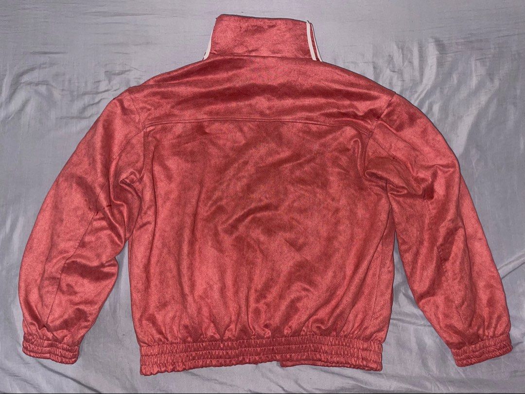 Adidas Chinese Tang Track Jacket Red (Category: Coats, Jackets and Outerwear) located in Cebu City. Submitted by meemaoo (Listing ID 1467148924, Image 2). Description: - Brand: Adidas - Bought when I was at China - Style: Red velvet track jacket with stand collar - Unique Details: Chinese knot toggle buttons instead of a zip - Branding: Embroidered trefoil logo on the chest and classic three stripes down the sleeves - Finish: Ribbed hem and cuffs