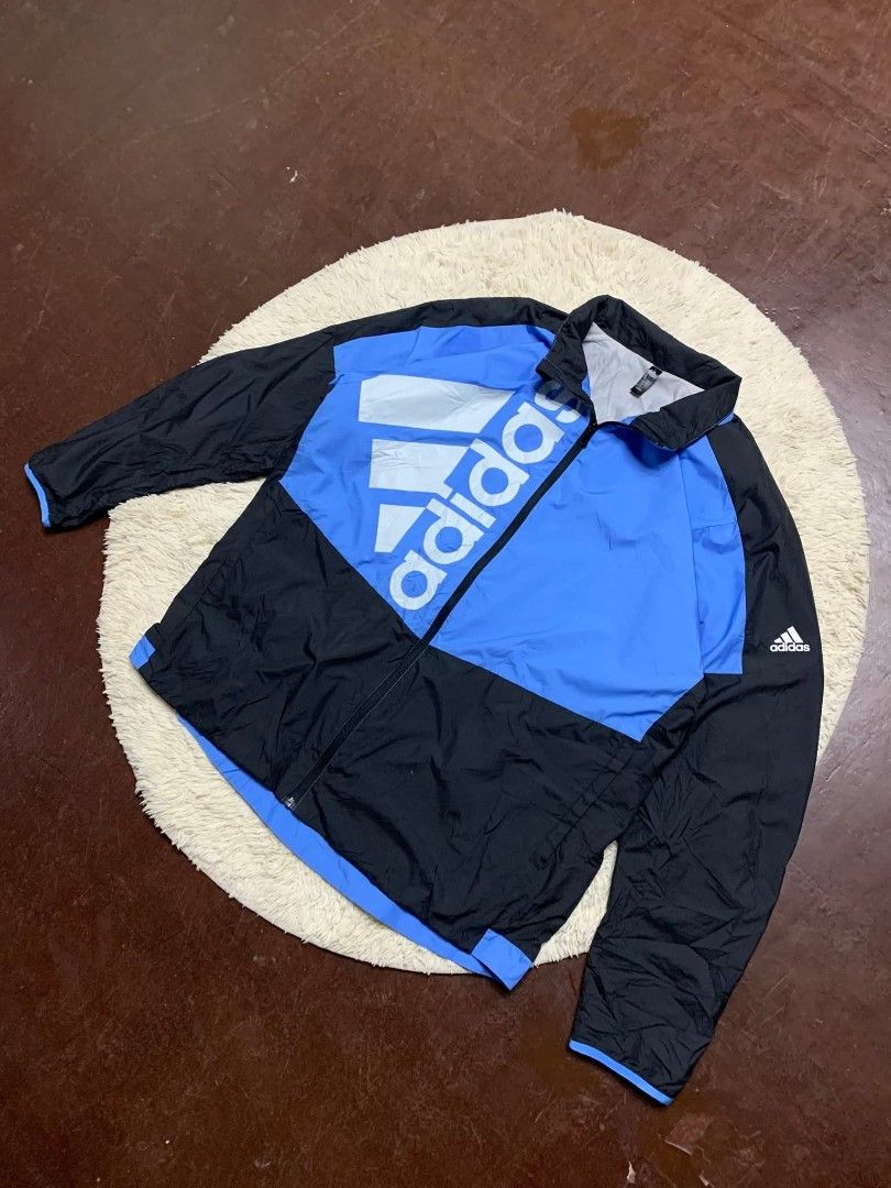 Adidas windbreaker (Category: Coats, Jackets and Outerwear) located in Lianga. Submitted by legitseller12345678 (Listing ID 1467102291, Image 2). Description: Adidas Windbreaker for men📌 Good as new 10/10 Color rate Size Xl on tag Dimes 25x30 Napaka solid nito💯 Mine 800 plus sf Payment first Unli vouch/VC with items for safety.
