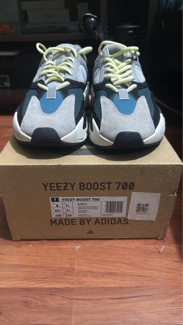 Adidas Yeezy Boost 700 (Category: Sneakers) located in Antipolo. Submitted by eferdzx (Listing ID 1467136130, Image 1). Description: - Brand/Model: Adidas Yeezy Boost 700 Wave Runner - Colorway: Solid Grey / Chalk White / Core Black with vibrant yellow laces and orange midsole accents - Size: US 8 / UK 7.5 - Condition: USED TWICE - Inclusion: Original box included 📍vista verde cainta rizal 🚚 jnt/ggx/lalamove / PICK-UP (kung saan mapag-usapan) �