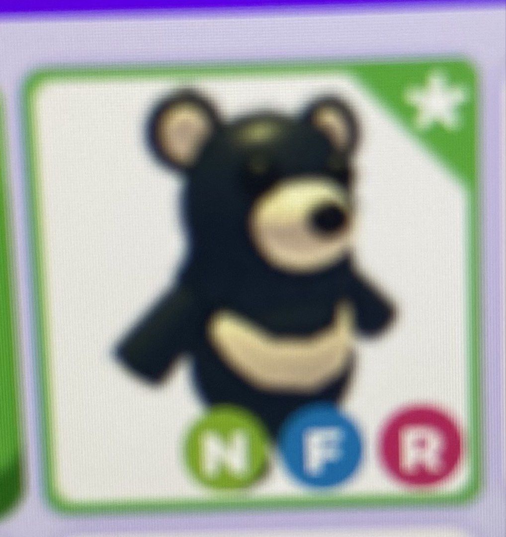 Adopt Me NFR Moon Bear Neon Fly Ride (Category: In-Game Products) located in Manila. Submitted by j9e0fri_2025 (Listing ID 1467107103, Image 1). Description: - Pet: Neon Fly Ride Moon Bear (Fully Grown) - Status: In-stock and ready for quick trade - Delivery: Fast in-game delivery after payment - Trusted Seller: Message me for fast and safe transactions!.