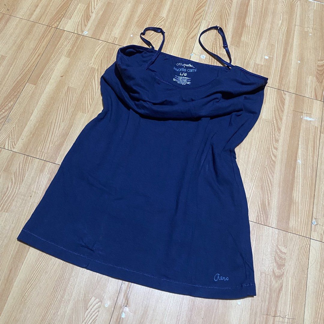 Aeropostale Top (Category: Others Tops) located in Manila. Submitted by killthismane (Listing ID 1467096496, Image 2). Description: Aéropostale navy blue “favorite cami” featuring thin adjustable straps and an embroidered “Aero” logo on the lower hem..