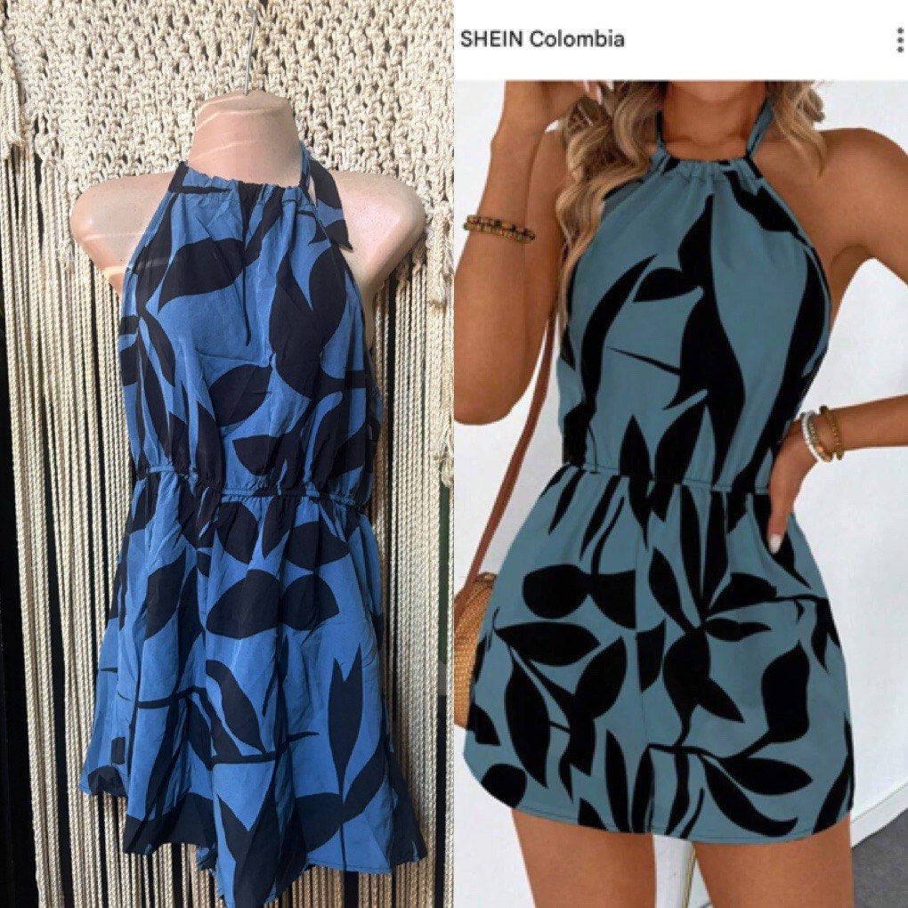 ahein garterized waist halter romper (Category: Rompers) located in Cavite. Submitted by bambimay30 (Listing ID 1466973716, Image 1). Description: black/teal actaul color pls see when worn pic garterized waist self tie neckline.