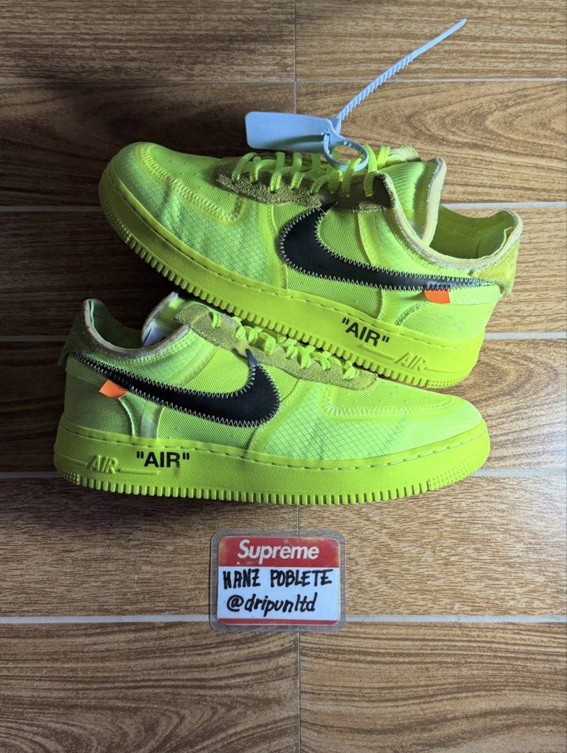 Air Force 1 OFF-WHITE Volt (Category: Sneakers) located in Mandaluyong City. Submitted by dripunltd (Listing ID 1467092334, Image 1). Description: Air Force 1 OFF-WHITE Volt Size 8.5 9.3/10 Condition NO BOX, with ZIP TIE and Unused Extra Laces 10,999.