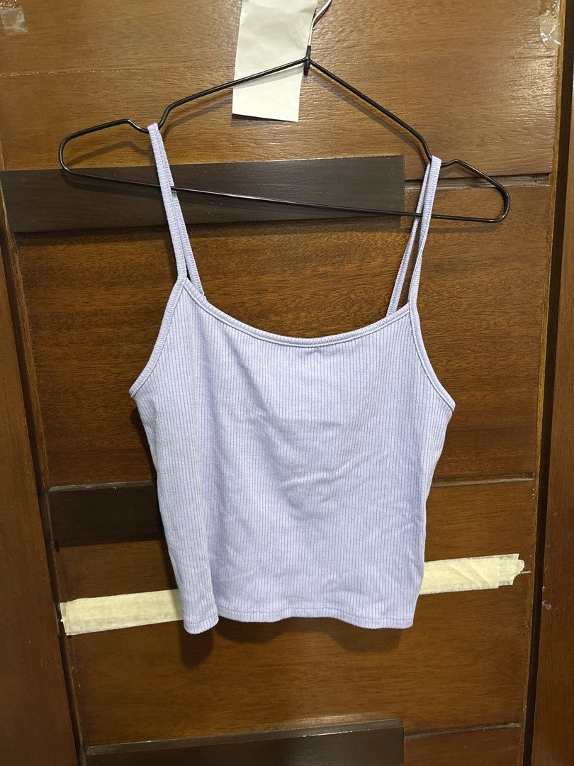 American Eagle Ribbed Purple Crop Tank Top (Category: Sleeveless) located in Mandaluyong City. Submitted by clothescarousel (Listing ID 1467127023, Image 1). Description: - Brand: American Eagle - Style: Ribbed crop tank top with straight neckline and adjustable thin straps - Color: Light purple - Size: M - Material: Soft, stretchy fabric perfect for warm weather or layering - Condition: Clean tag, minimal wear.