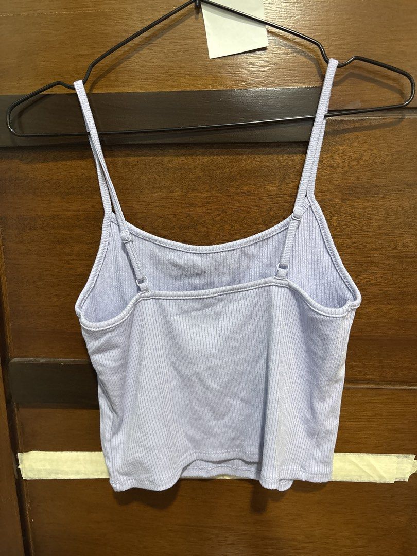 American Eagle Ribbed Purple Crop Tank Top (Category: Sleeveless) located in Mandaluyong City. Submitted by clothescarousel (Listing ID 1467127023, Image 2). Description: - Brand: American Eagle - Style: Ribbed crop tank top with straight neckline and adjustable thin straps - Color: Light purple - Size: M - Material: Soft, stretchy fabric perfect for warm weather or layering - Condition: Clean tag, minimal wear.