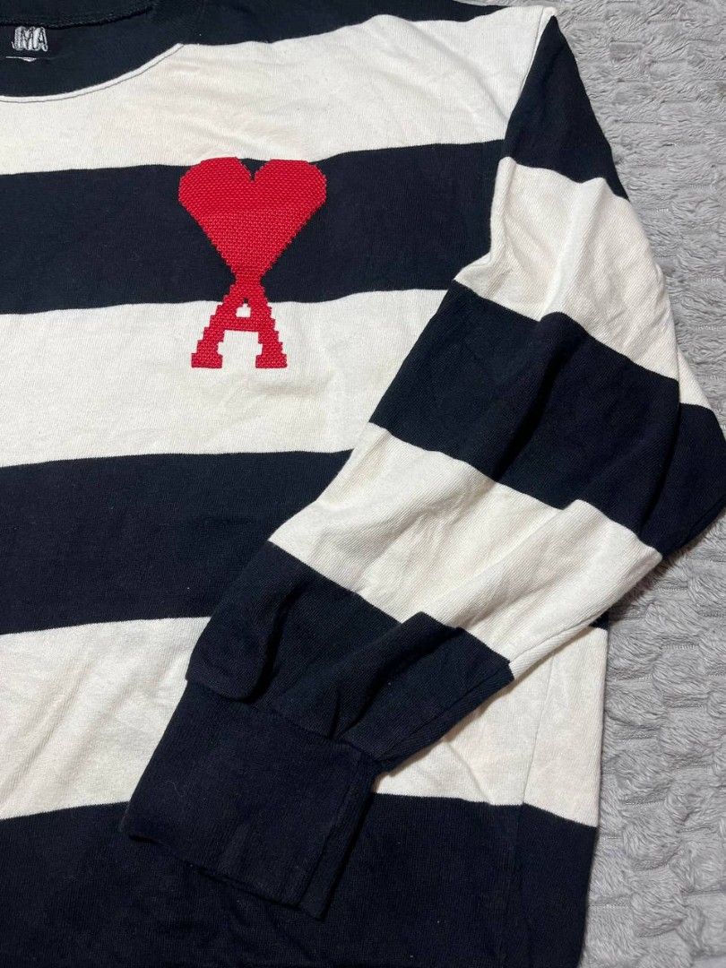 Ami cardigan sweater (Category: Coats, Jackets and Outerwear) located in Cagayan de Oro. Submitted by smoothstyle (Listing ID 1467130814, Image 3). Description: ami cardigan sweater Excellent condition 9.5/10 color rate Size XL Dimes: 25x26 Issue: Blue stain on sleeve and cut tag. need wash.
