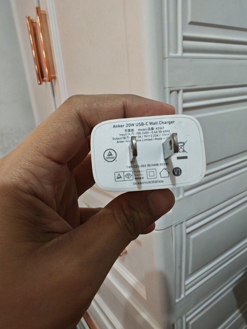 Anker 20W USB-C Fast Charger Original (Category: Chargers & Cables) located in Cavite. Submitted by lyne_09 (Listing ID 1467165104, Image 2). Description: For Sale: Anker 20W USB-C Wall Charger Model: A2347 - 20W PD Fast Charging 100% Original Anker - Sa Mall Nabili Condition: Good as new, no issue, makinis, no hidden defect • 20W USB-C Fast Charging (PD) • Compatible sa iPhone, iPad, • Compact at matibay, Anker IQ Brand New Price: 1,175 nung nab