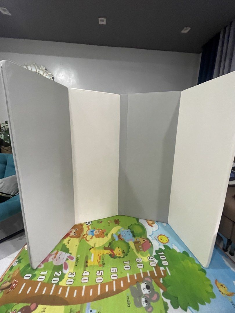 Anuri playpen (10 panels) with playmat (Category: Safety Gates, Locks & Protectors) located in Manila. Submitted by jeanaxl (Listing ID 1467094672, Image 3). Description: For sale: Anuri playpen (10 panels) with playmat Size: 210x140x65cm 10,000 slightly negotiable - Fence Color: white - Playmat Color: white/gray other side white/pink - Complete wall locks (sticky pads removed for hygiene purposes) - Brand new 2 panels (including door) - Used les