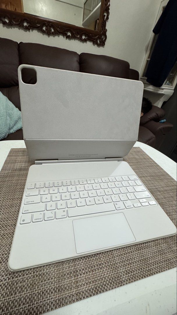 Apple Magic Keyboard for iPad Pro 12.9-inch White (Category: Computer Keyboard) located in Quezon City. Submitted by james.mrco (Listing ID 1467018728, Image 3). Description: FOR SALE ONLY SLIGHTLY USED IPAD MAGIC KEYBOARD 12.9 INCH White color. Still Presentable, Like New.. NO Box, Serial Number posted, Actual Photos posted. All Keys Working, No sign of Peeling. Compatible with iPad Pro Gen 3rd, 4th Gen, 5th, 6th IPad Air M2 13 inch 6th, 7th Gen