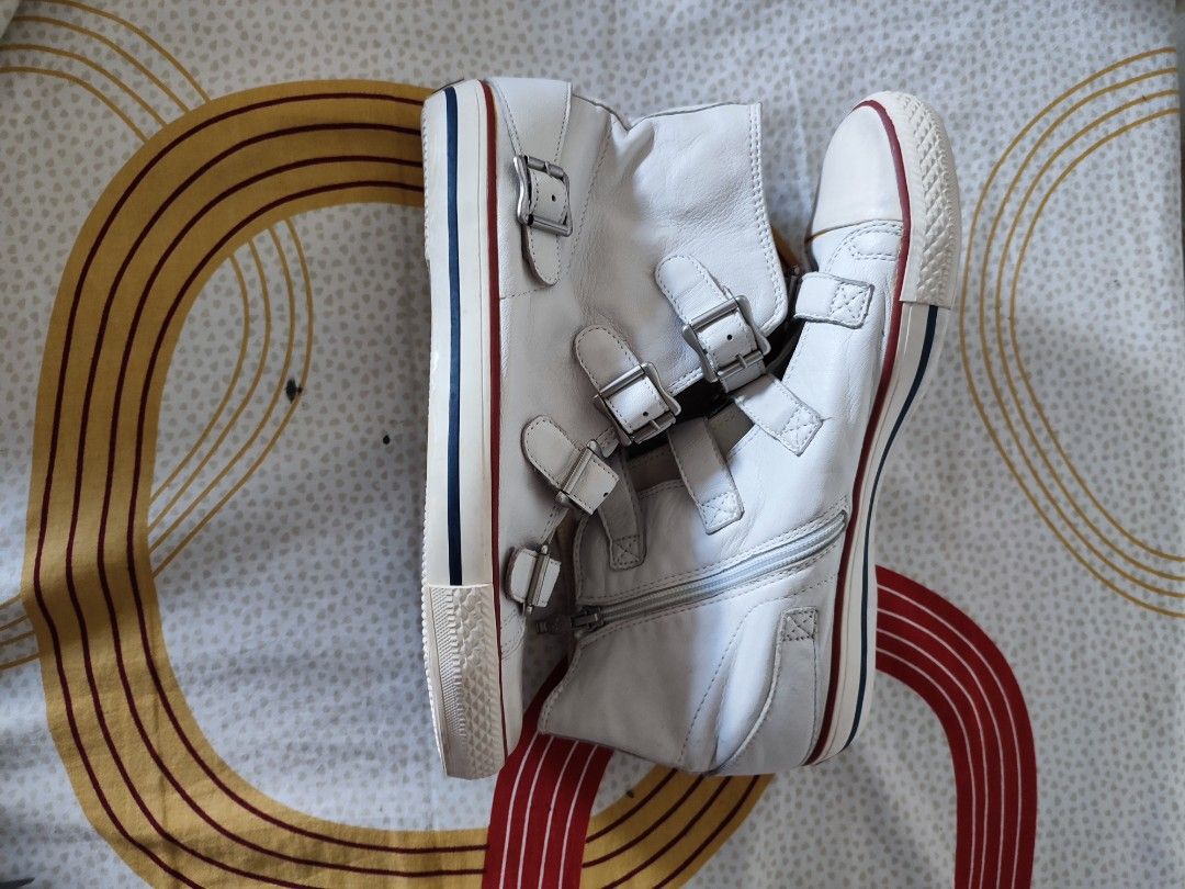 Ash Limited Multi Buckle, Ankle Zipped Leather Sneakers (Category: Sneakers) located in Manila. Submitted by gianmartinez.1e1ac0 (Listing ID 1467027175, Image 2). Description: ₱1.4k + Sf Men's/Women's Wear size 41 Great Condition Flaws: Stains.