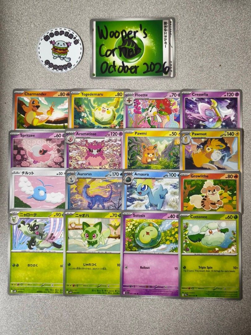 Assorted characters (Category: Raw Singles) located in Cavite. Submitted by wooperscorner (Listing ID 1467119730, Image 3). Description: Cutemons Sale Yellow Border Cards - 25 English Cards - 20 Japanese Cards - 15.