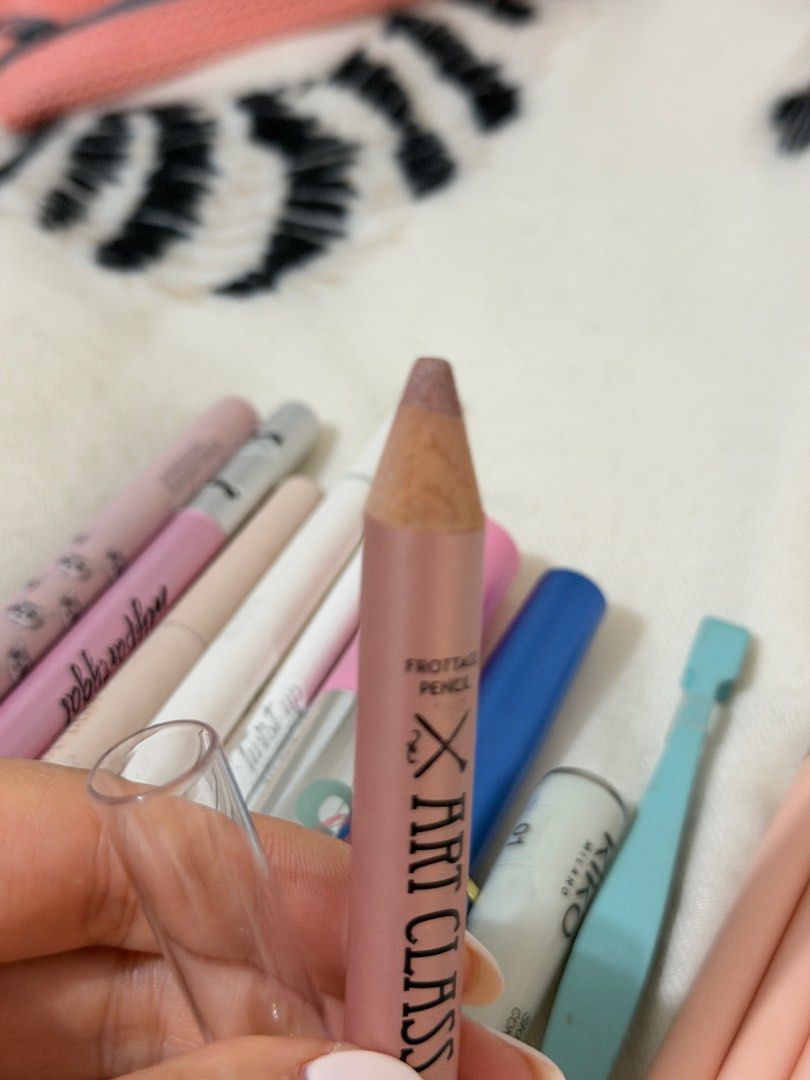 Assorted Makeup Brushes, Pencils, Mascara and Concealer Bundle (Category: Makeup) located in Taguig. Submitted by mengxir20193848 (Listing ID 1467096310, Image 2). Description: - Makeup declutter bundle for sale - Items included: Wooden handle foundation brush, Too Cool For School Frottage Pencil, Kiko Milano skin tone concealer, Cappuvini brown mascara, extra eye pencils, brushes, and tweezers - Condition: Some used slightly, others look barely 