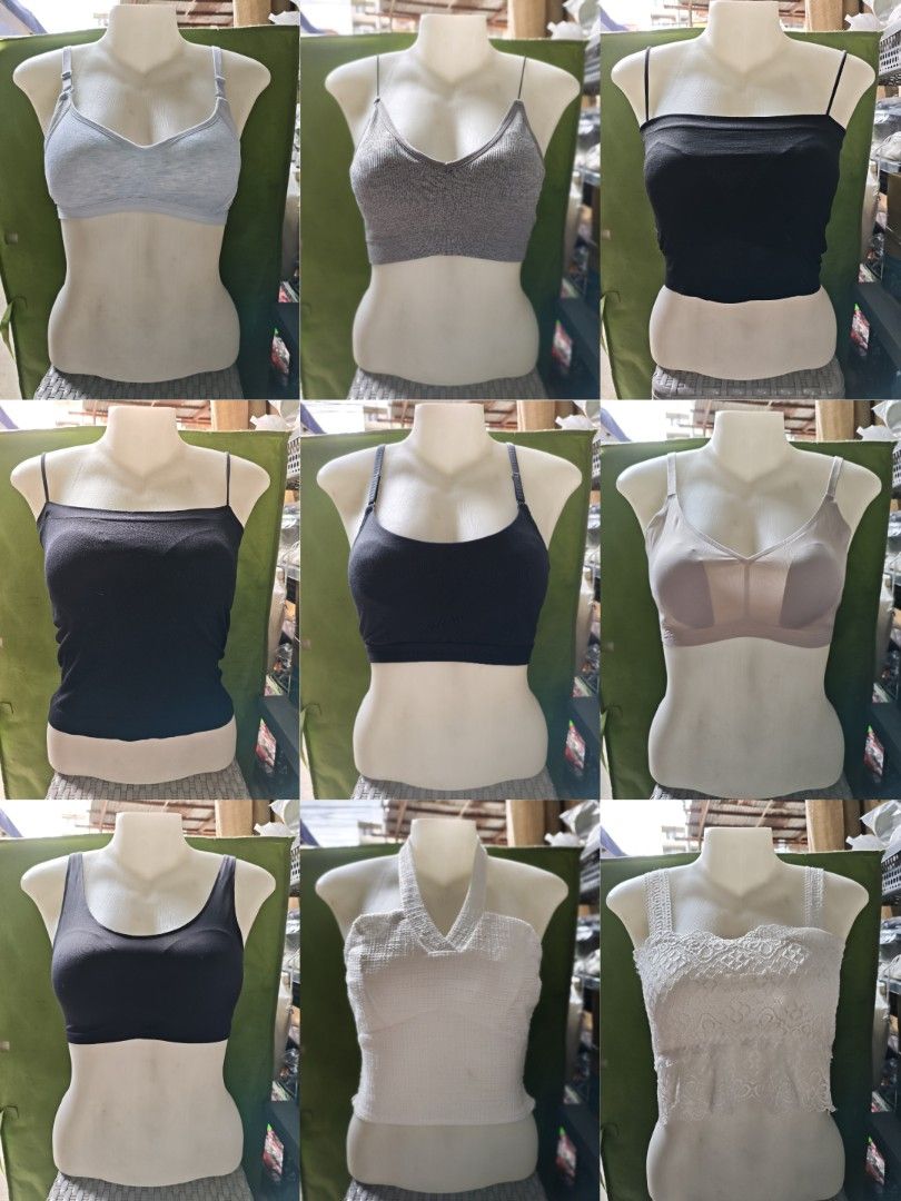 Assorted Women's Bras Bralettes and Crop Tops Bundle (Category: Undergarments & Loungewear) located in Baguio. Submitted by acestyl30 (Listing ID 1466976733, Image 1). Description: - Women's undergarment bulk collection - Includes padded sports bras, lace bralettes, camisoles, and everyday wireless bras - Colors: Black, white, pink, grey, beige, and more - Features assorted straps, scoop necks, and ribbed textures - Perfect for daily rotation, ca