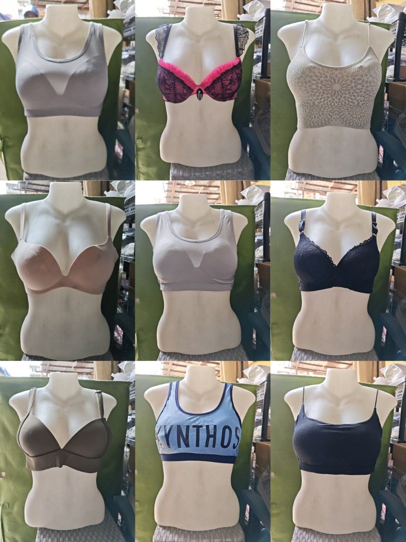 Assorted Women's Bras Bralettes and Crop Tops Bundle (Category: Undergarments & Loungewear) located in Baguio. Submitted by acestyl30 (Listing ID 1466976733, Image 3). Description: - Women's undergarment bulk collection - Includes padded sports bras, lace bralettes, camisoles, and everyday wireless bras - Colors: Black, white, pink, grey, beige, and more - Features assorted straps, scoop necks, and ribbed textures - Perfect for daily rotation, ca