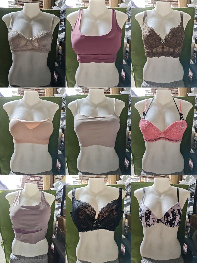 Assorted Women's Bras Bralettes and Crop Tops Bundle (Category: Undergarments & Loungewear) located in Baguio. Submitted by acestyl30 (Listing ID 1466976733, Image 2). Description: - Women's undergarment bulk collection - Includes padded sports bras, lace bralettes, camisoles, and everyday wireless bras - Colors: Black, white, pink, grey, beige, and more - Features assorted straps, scoop necks, and ribbed textures - Perfect for daily rotation, ca