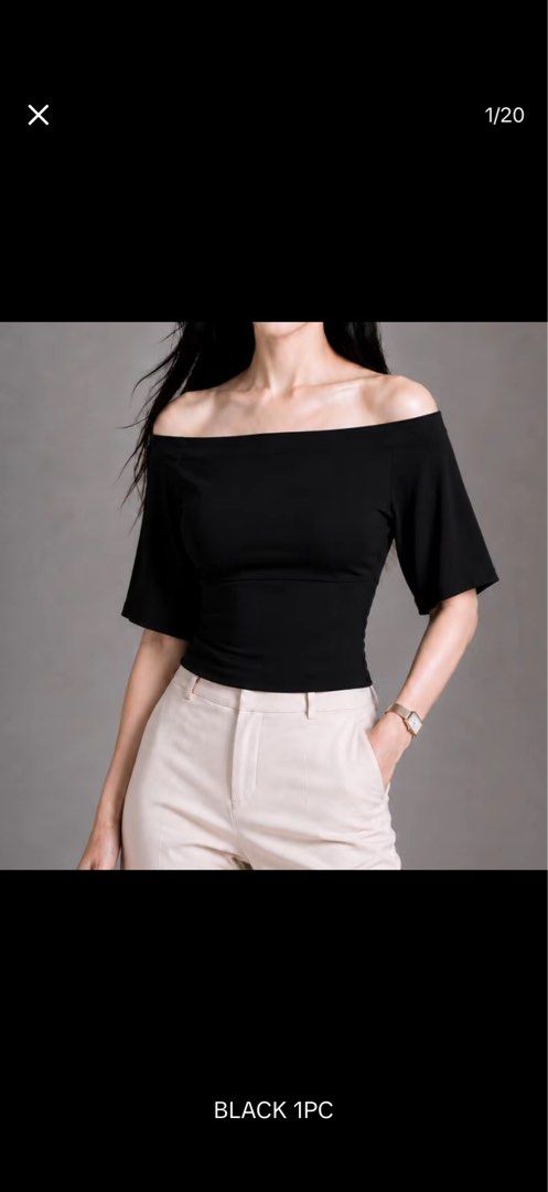 Asymmetrical Half Sleeve Top Available In Multiple Colors (Category: Blouses) located in Taguig. Submitted by heyitsfrann (Listing ID 1467135818, Image 1). Description: - Style: Off-shoulder or asymmetrical one-shoulder top - Fit: Form-fitting through the torso with half sleeves - Material: Soft and semi stretchy fabric - Colors available: Black, emerald green, taupe, and maroon - Styling: Perfect to pair with trousers or skirts for a clean, chic