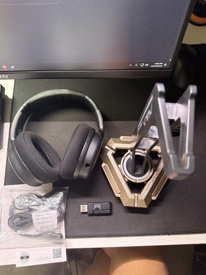 AULA G7 Pro (Category: Headphones & Headsets) located in Pateros City. Submitted by liebe.hehi (Listing ID 1467054095, Image 3). Description: Aula G7 Pro with Aula Headset Stand Headset stand has 2 USB ports for extra connectivity. All complete (box not included). Headset is sanitized and cleaned (no foul or bad odor). Reason for selling: I prefer IEMs more. All working and fully functional. Can be tested via video call before shipment. No meetup