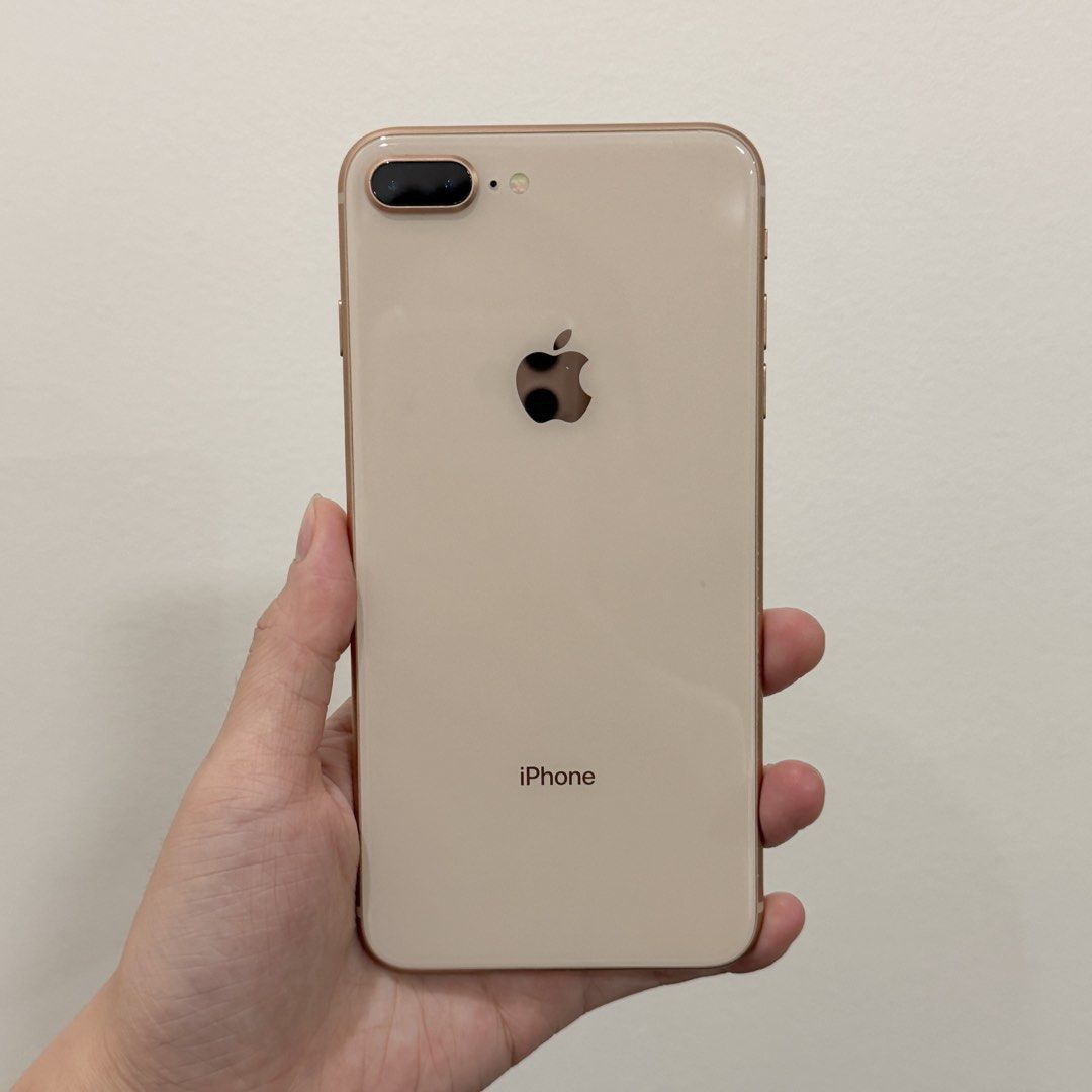 [Authentic] Apple iPhone 8 Plus 64GB Gold Used Touch ID Working Battery Service (Category: iPhone 8 Series) located in Quezon City. Submitted by brandedusagoodies (Listing ID 1467072296, Image 1). Description: Used Apple iPhone 8 Plus, 64GB, in a gold finish. It has a 5.5-inch Retina display, a dual rear camera with flash, and a glass back that supports wireless charging. Touch ID on the home button is working. A screen protector is already on th