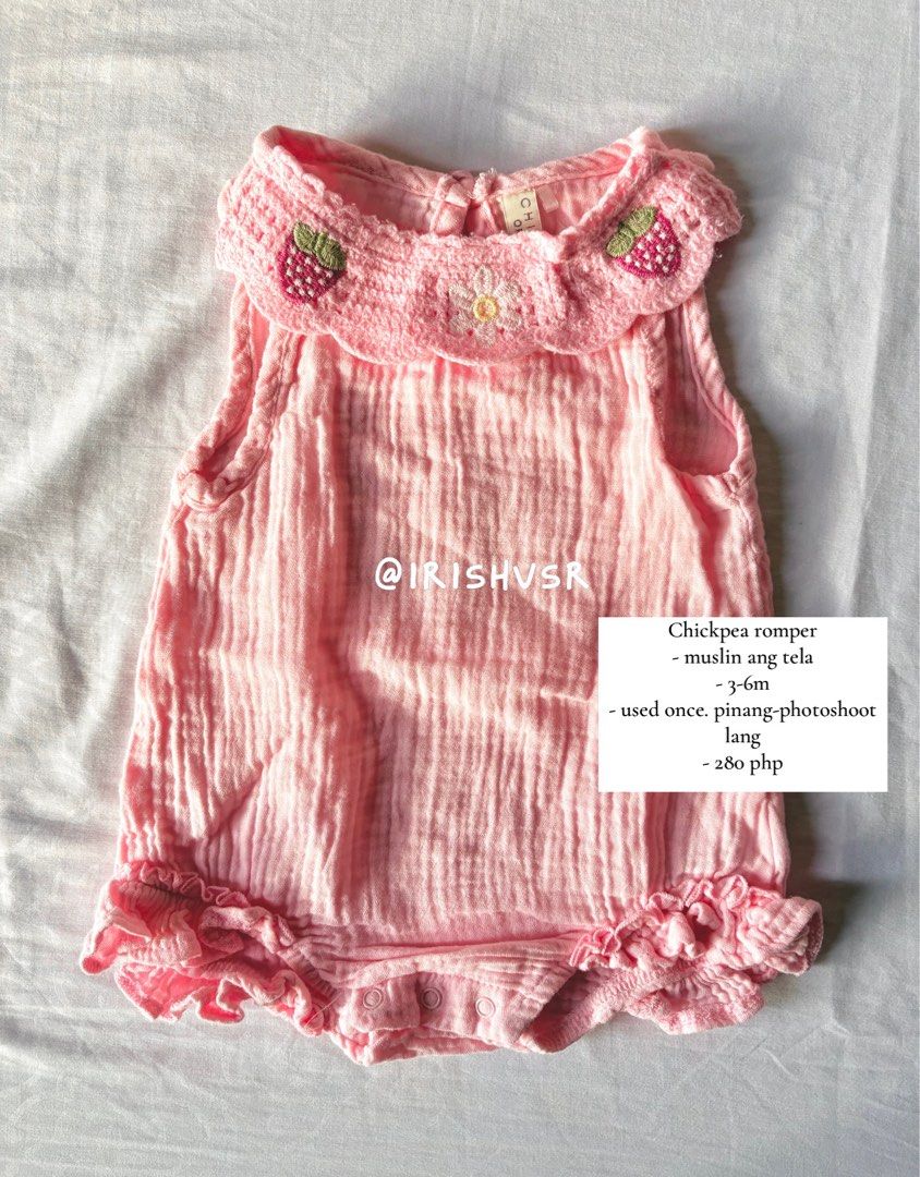 Baby Rompers (Category: Babies & Kids Fashion) located in Las Pinas. Submitted by estelleee.star (Listing ID 1467168084, Image 2). Description: Prices and sizes are included in the photos..