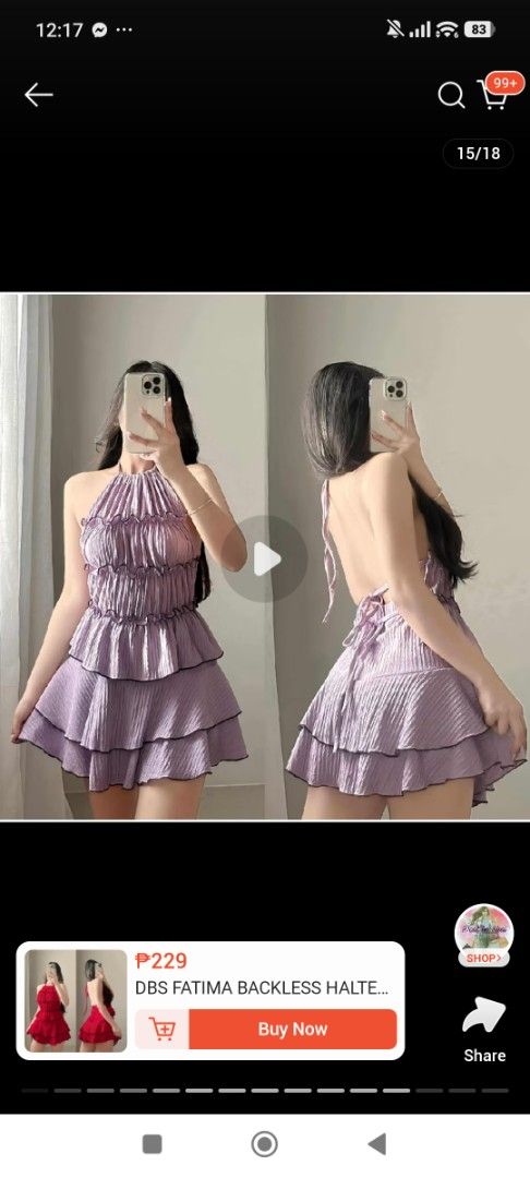 Backless Halter Top with Skorts Lavender (Category: Sets or Coordinates) located in Manila. Submitted by daneydane (Listing ID 1467143867, Image 2). Description: Size: Fits small to large Design: Sexy casual style, tiered ruffle details, and open back with tie closure.