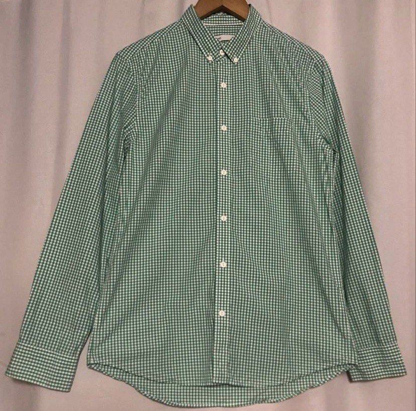 Baleno Green & White Gingham Check Button-Down Polo Longsleeve (Category: Formal Shirts) located in Caloocan City. Submitted by declutteringph. (Listing ID 1467011195, Image 3). Description: Size L on the tag! Dimensions: (inches) Shoulder width: 16” Bust width: 21” Body Length:29” - 31” Sleeves Length: 26”.