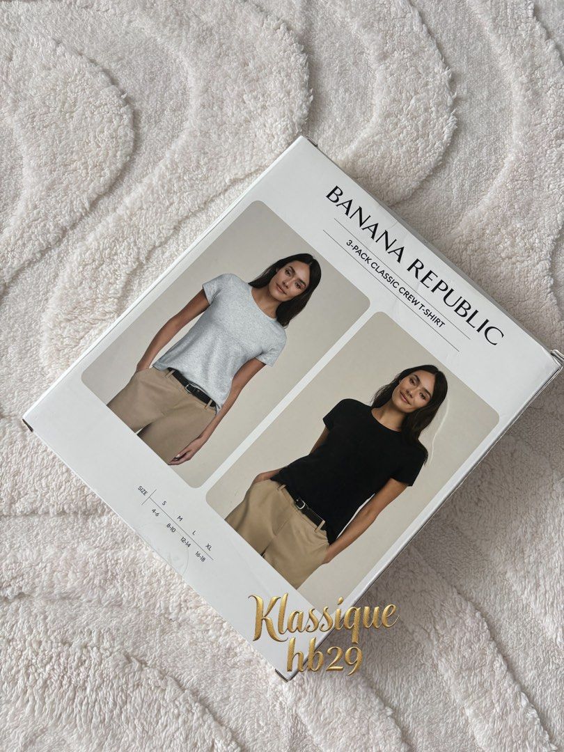 Banana Republic (Category: Shirts) located in Lipa City. Submitted by klassique_handbags (Listing ID 1467094602, Image 1). Description: ✅Available✅ ❤️Banana Republic❤️ 3-pack Classic Crew Neck (white, black & gray) Semi fitted-Soft cotton (S) size 💯original sf not included courier Lbc📦 (1,300) php ❗️Sale❗️ Disclaimer: All trademarks, logos, and brand names mentioned or used in our products/services are the property of their respective owners. A