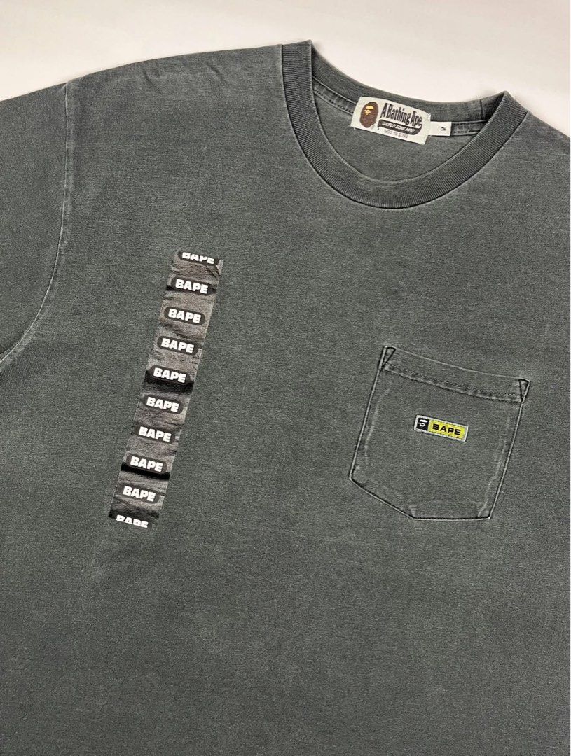 Bape - Acid Wash S/S Pocket Tee (Category: Tshirts & Polo Shirts ) located in Puerto Princesa. Submitted by rrugsgallery (Listing ID 1467105594, Image 3). Description: Bape - Acid Wash S/S Pocket Tee Tagged Size: Medium / best fit Large Length: 27.5 Aidth: 22 Condition: Very good Color rate: 8.8 Flaws: Minor signs of usage .