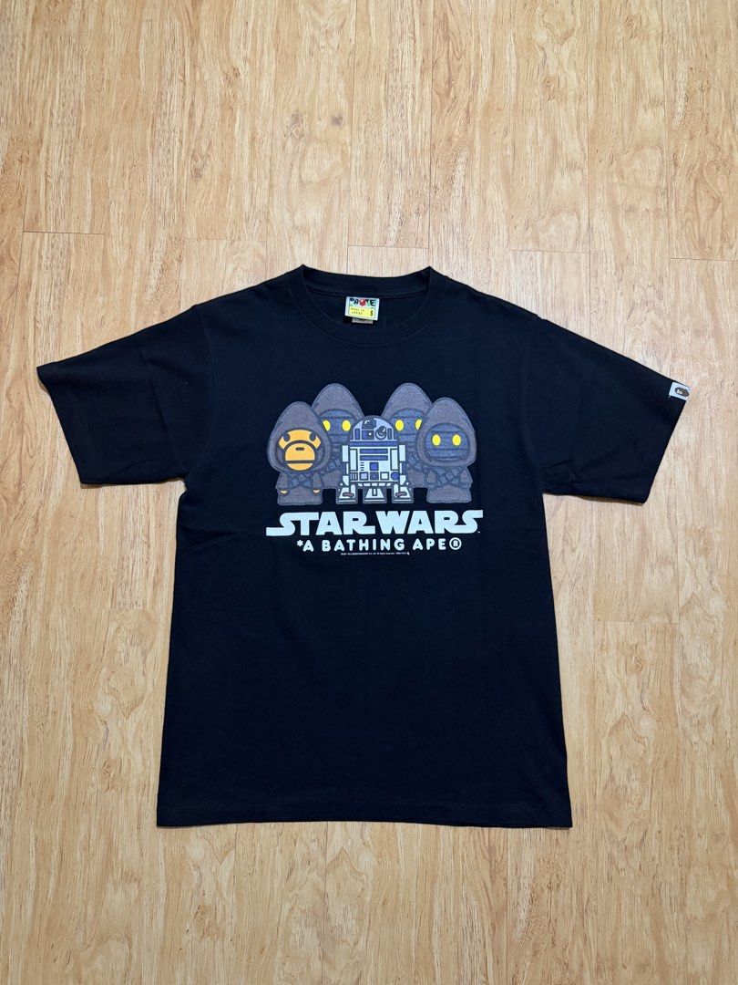 BAPE Star Wars Tee (Category: Tshirts & Polo Shirts ) located in Danao, Cebu. Submitted by yunoball (Listing ID 1467081623, Image 1). Description: Size S on tag 18x25 Condition: excellent Issues: none Guaranteed authentic.
