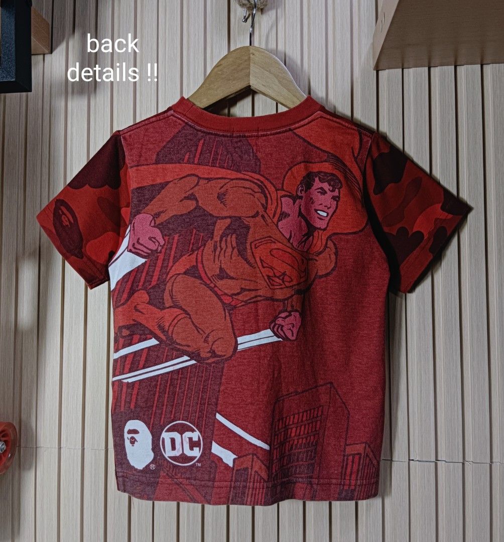 BAPE x SUPERMAN RED CAMOU (Category: Babies & Kids Fashion) located in Manila. Submitted by kidsthrifthustle (Listing ID 1467157995, Image 3). Description: BAPE KIDS X SUPERMAN RED CAMOU (LEGIT) 5-6 YRS OLD EXCELLENT TO LIKENEW.