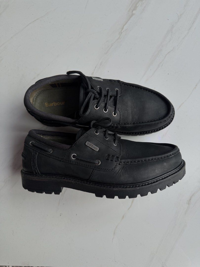 Barbour - Basalt Leather Boat Shoes (Category: Dress Shoes) located in Makati City. Submitted by dailypickups_ (Listing ID 1467146367, Image 1). Description: Size: 7-7.5 US In excellent condition Made in: India No inclusion pair only.