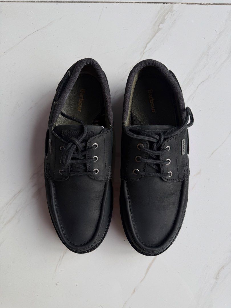 Barbour - Basalt Leather Boat Shoes (Category: Dress Shoes) located in Makati City. Submitted by dailypickups_ (Listing ID 1467146367, Image 3). Description: Size: 7-7.5 US In excellent condition Made in: India No inclusion pair only.